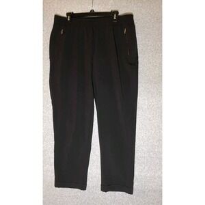 Chicos Pull On Slacks Womens 2.5 Gold Zipper Pockets High‎ Rise Tapered Black XL